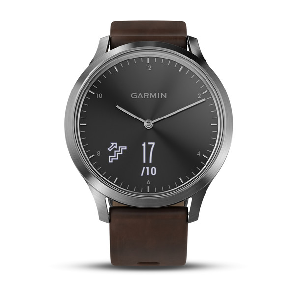 Часы vivomove HR Premium серебряные с тёмно-коричневым ремешком Часы vivomove HR Premium серебряные с тёмно-коричневым ремешком