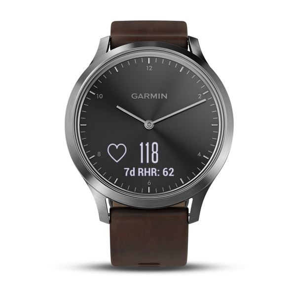 Часы vivomove HR Premium серебряные с тёмно-коричневым ремешком Часы vivomove HR Premium серебряные с тёмно-коричневым ремешком
